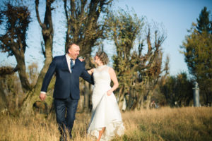 couple in the woods-rustic wedding theme photo