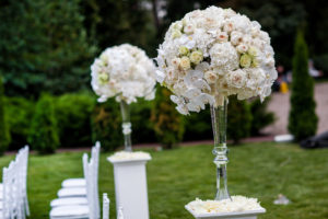 flower setting from botanical garden wedding ceremony