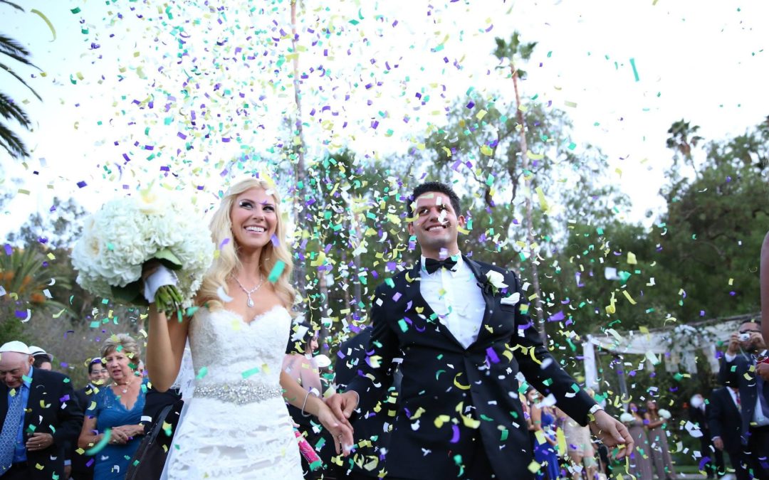 Bride and groom exiting ceremony