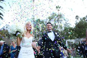 Bride and groom exiting ceremony